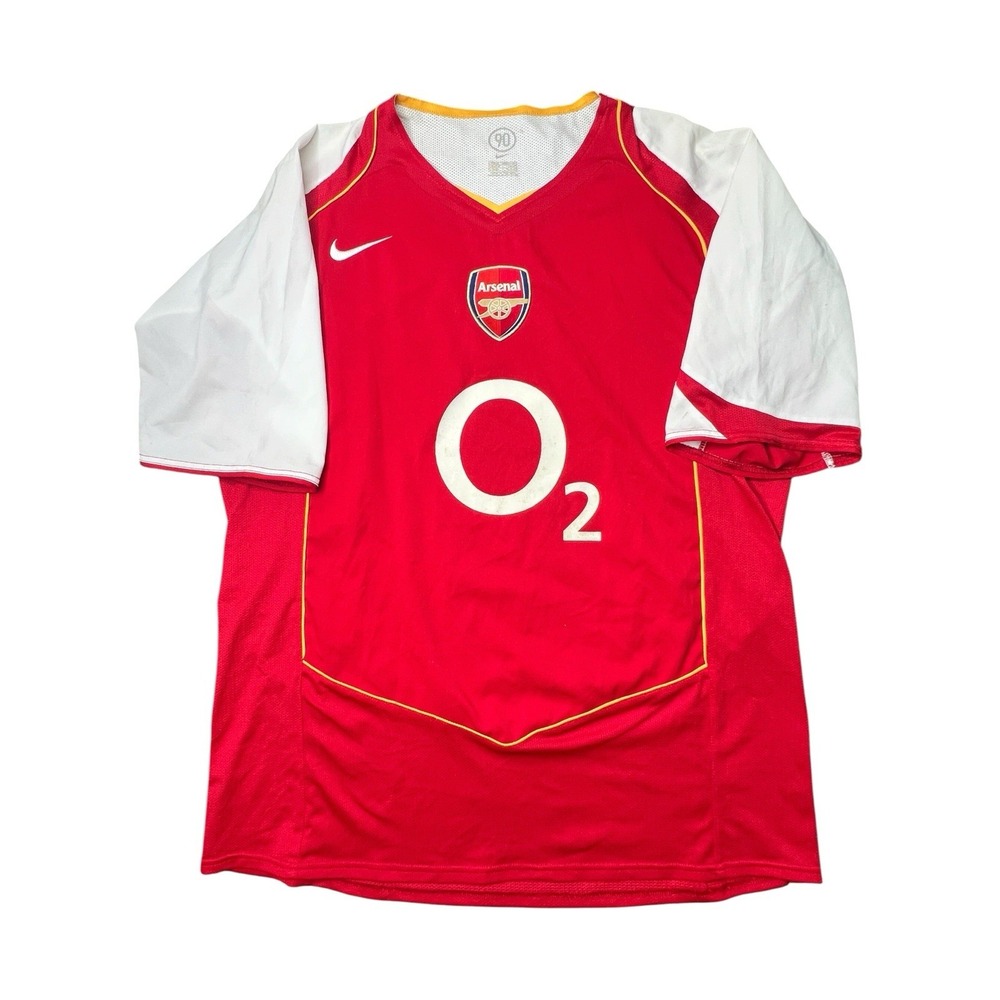 VTG Nike Arsenal O2 2004-2005 Red Short Sleeve Soccer Jersey - XL